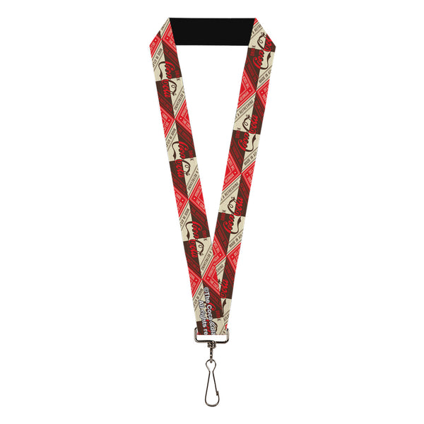 Buckle-Down Lanyard - 1.0" - DRINK COCA-COLA Coke Diamond Blocks Red/Brown/Beige