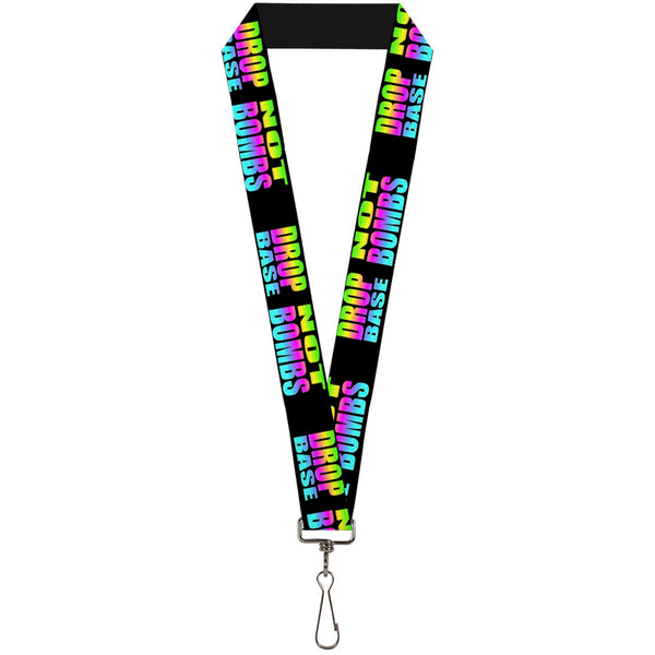 Buckle-Down Lanyard - 1.0" - DROP BASS NOT BOMBS Black Rainbow
