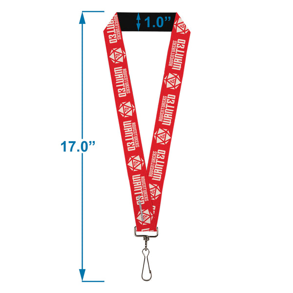 Buckle-Down Lanyard - 1.0" - Dungeons & Dragons ADVENTURERS WANTED Red/White