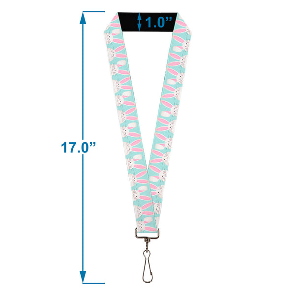 Buckle-Down Lanyard - 1.0" - Easter Bunnies Smiling Sky Blue