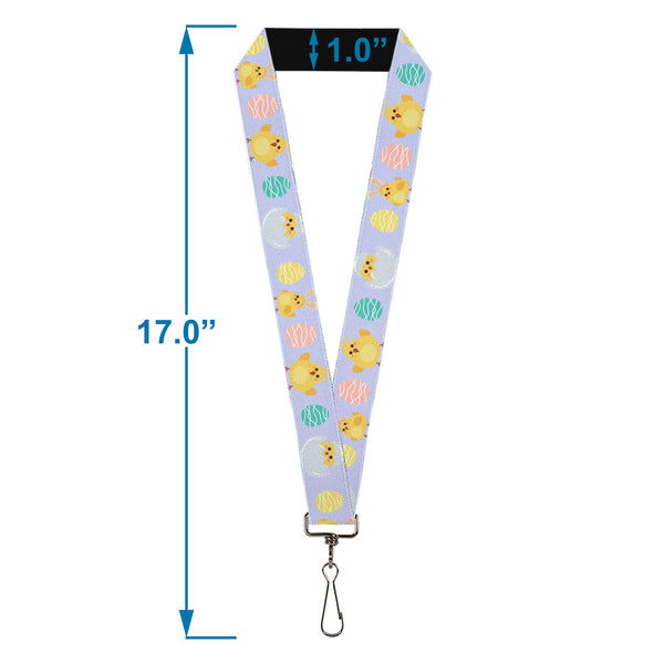 Buckle-Down Lanyard - 1.0" - Easter Chicks And Eggs Lavender