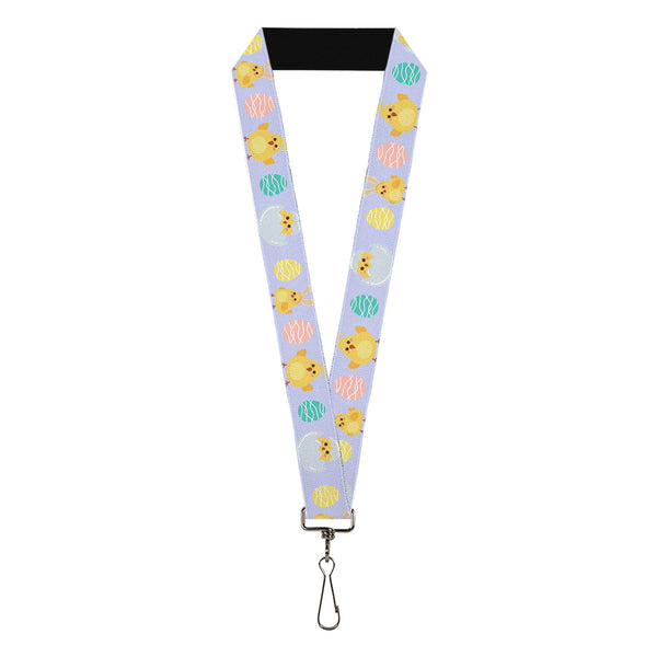 Buckle-Down Lanyard - 1.0" - Easter Chicks and Eggs Lavender