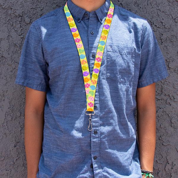 Buckle-Down Lanyard - 1.0" - Easter Eggs Decorated Eggs Yellow/Multi Color