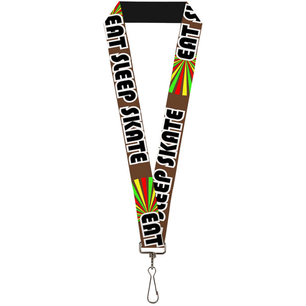 Buckle-Down Lanyard - 1.0" - EAT SLEEP SKATE Brown Rasta Burst