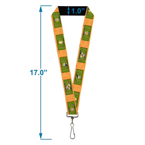Buckle-Down Lanyard - 1.0" - Ed Edd N Eddy Money Notes And Icons Orange/Greens