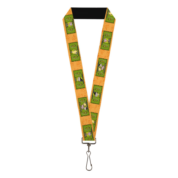 Buckle-Down Lanyard - 1.0" - Ed Edd n Eddy Money Notes and Icons Orange/Greens
