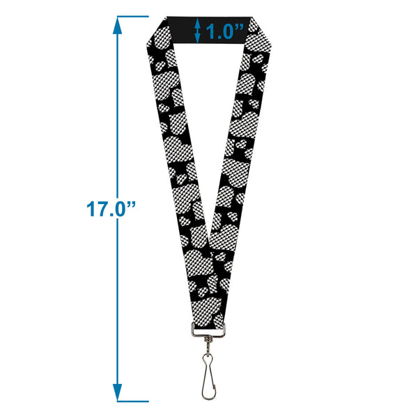 Buckle-Down Lanyard - 1.0" - Eighties Hearts Black White