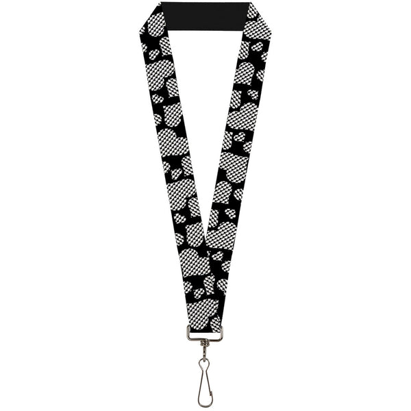 Buckle-Down Lanyard - 1.0" - Eighties Hearts Black White
