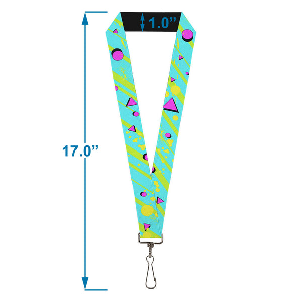 Buckle-Down Lanyard - 1.0" - Eighties Party Blue Yellow Pink