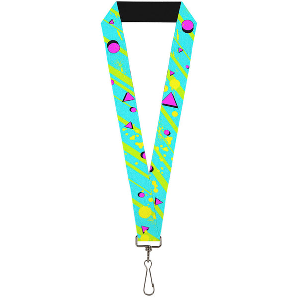 Buckle-Down Lanyard - 1.0" - Eighties Party Blue Yellow Pink