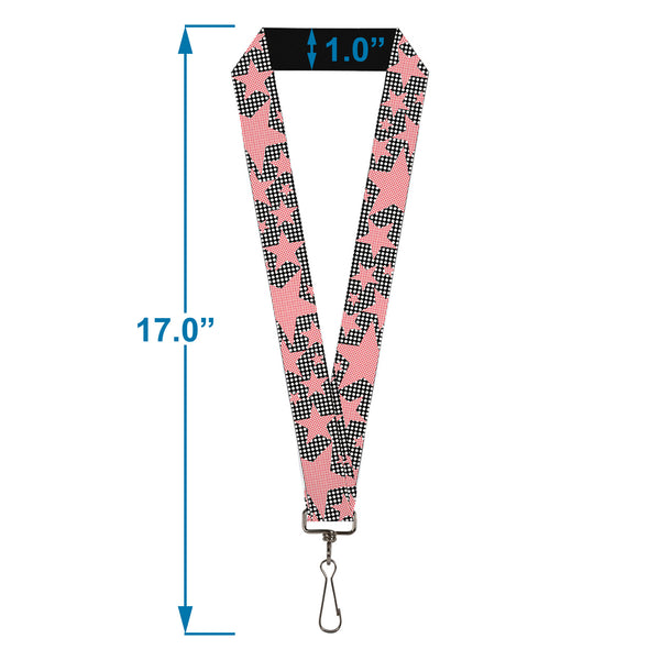 Buckle-Down Lanyard - 1.0" - Eighties Stars2 Black White Red
