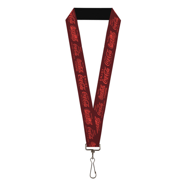 Buckle-Down Lanyard - 1.0" - ENJOY COCA-COLA Logos Brown/Red