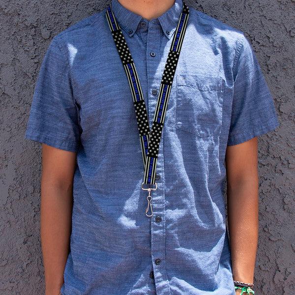 Buckle-Down Lanyard - 1.0" - FAFO FUCK AROUND AND FIND OUT Thin Blue Line Flag