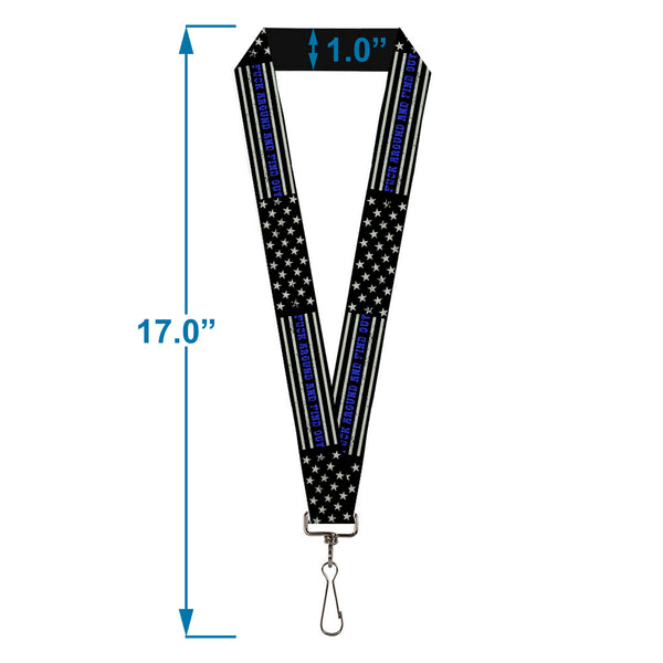 Buckle-Down Lanyard - 1.0" - FAFO FUCK AROUND AND FIND OUT Thin Blue Line Flag