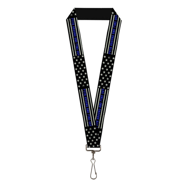 Buckle-Down Lanyard - 1.0" - FAFO FUCK AROUND AND FIND OUT Thin Blue Line Flag