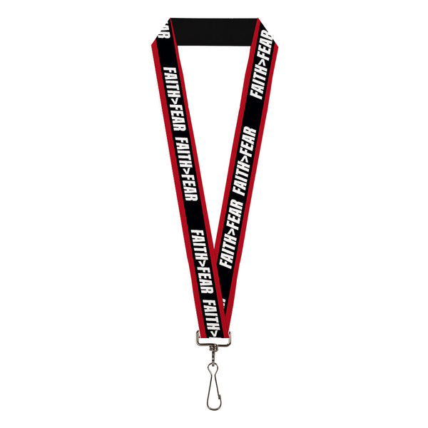 Buckle-Down Lanyard - 1.0" - FAITH Greater Than FEAR Stripe Red Black White