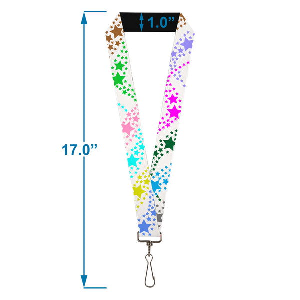Buckle-Down Lanyard - 1.0" - Falling Stars White Multi Color