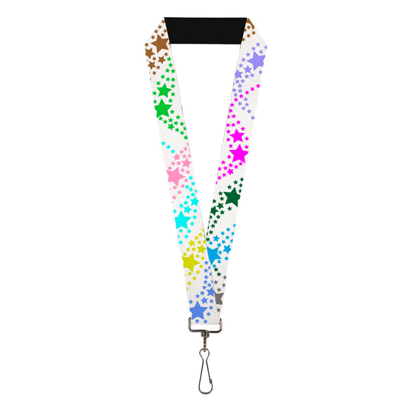 Buckle-Down Lanyard - 1.0" - Falling Stars White Multi Color