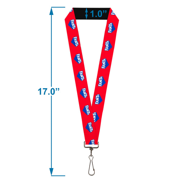 Buckle-Down Lanyard - 1.0" - FANTA Logo Strawberry Red/Blue/White