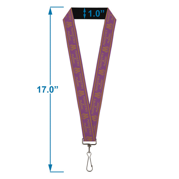Buckle-Down Lanyard - 1.0" - Fantastic Beasts The Crimes Of Grindelwald MINISTRY OF MAGIC Icon Purple Gold
