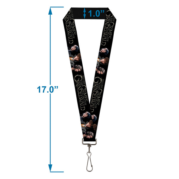 Buckle-Down Lanyard - 1.0" - FANTASTIC BEASTS THE CRIMES OF GRINDELWALD 3-Character Group Pose Black Silvers