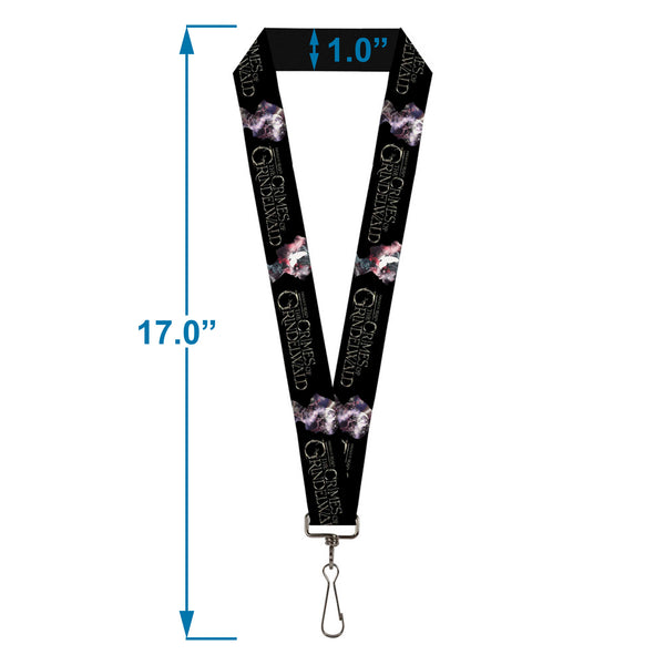 Buckle-Down Lanyard - 1.0" - FANTASTIC BEASTS THE CRIMES OF GRINDELWALD 2-Character Bust Silhouettes Black Golds