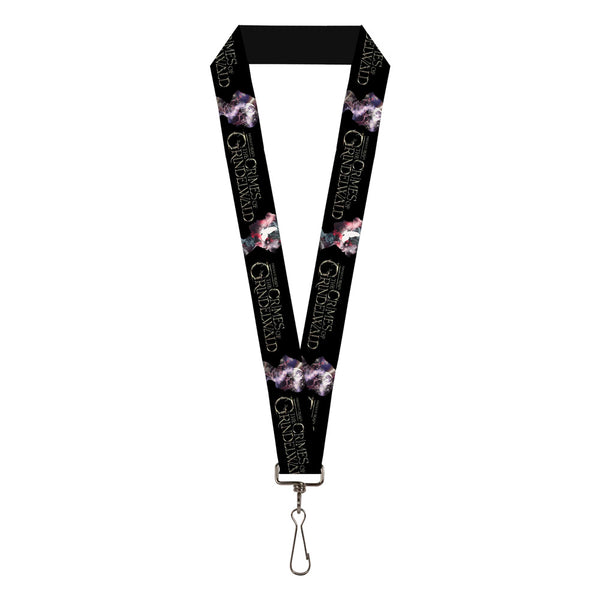 Buckle-Down Lanyard - 1.0" - FANTASTIC BEASTS THE CRIMES OF GRINDELWALD 2-Character Bust Silhouettes Black Golds