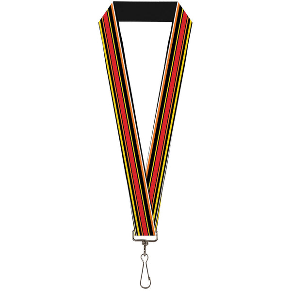 Buckle-Down Lanyard - 1.0" - Fine Stripes Black Yellows Orange Red White