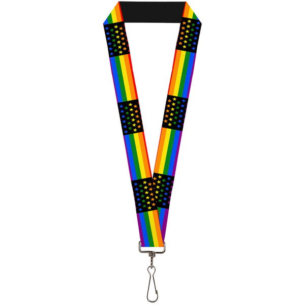 Buckle-Down Lanyard - 1.0" - Flag American Pride Rainbow Black