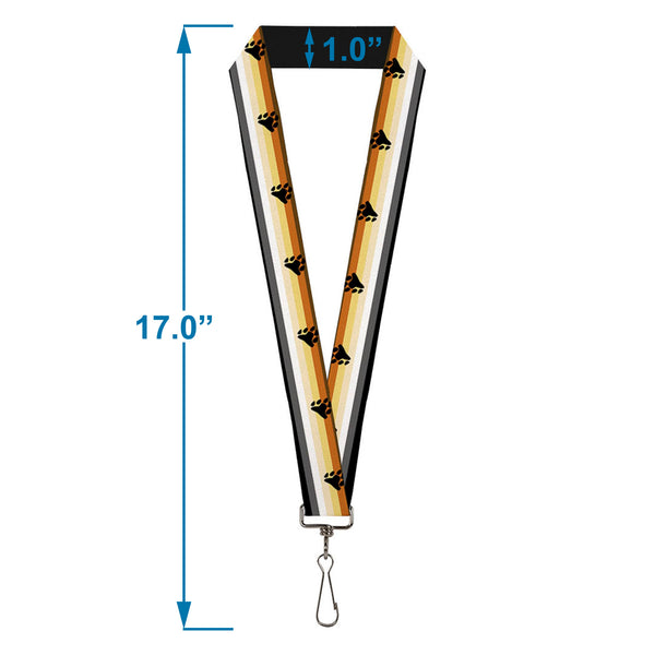 Buckle-Down Lanyard - 1.0" - Flag Bear Pride2 Black/Brown/Orange/Yellow/Tan/White/Gray/Black