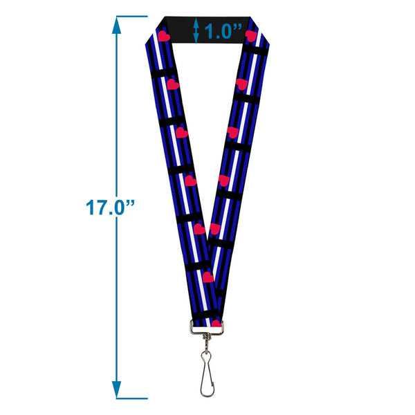 Buckle-Down Lanyard - 1.0" - Flag Leather Black Blue Red White