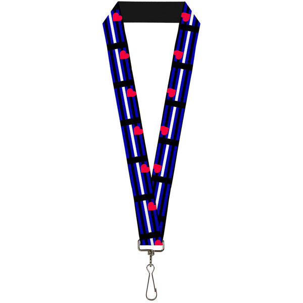 Buckle-Down Lanyard - 1.0" - Flag Leather Black Blue Red White