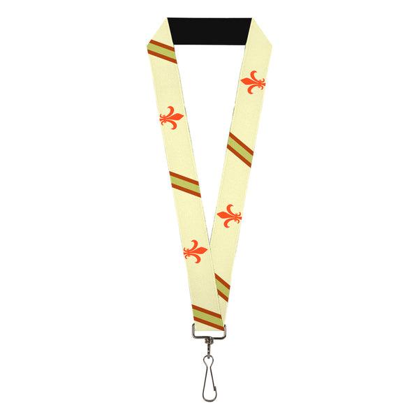Buckle-Down Lanyard - 1.0" - Fleur-de-Lis2 Stripes Tan Orange Brown Green