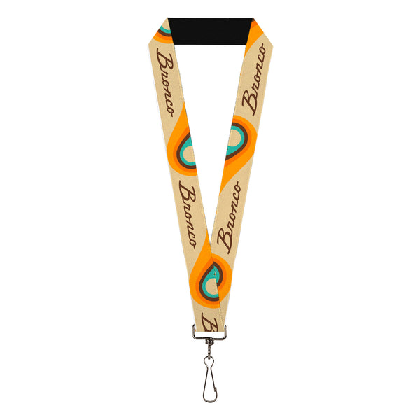 Buckle-Down Lanyard - 1.0" - Ford BRONCO Script Wave Beige/Brown/Blue/Orange