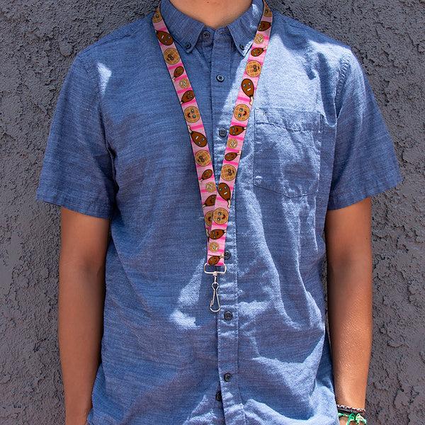 Buckle-Down Lanyard - 1.0" - Fried Chicken & Waffles Plaid Pinks