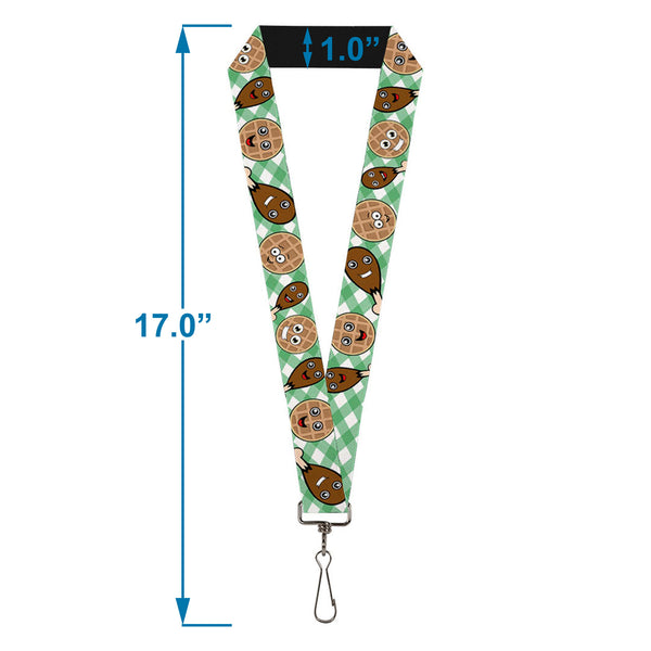 Buckle-Down Lanyard - 1.0" - Fried Chicken & Waffles Plaid White Green