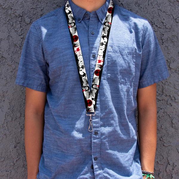 Buckle-Down Lanyard - 1.0" - Fright Night White Black Red