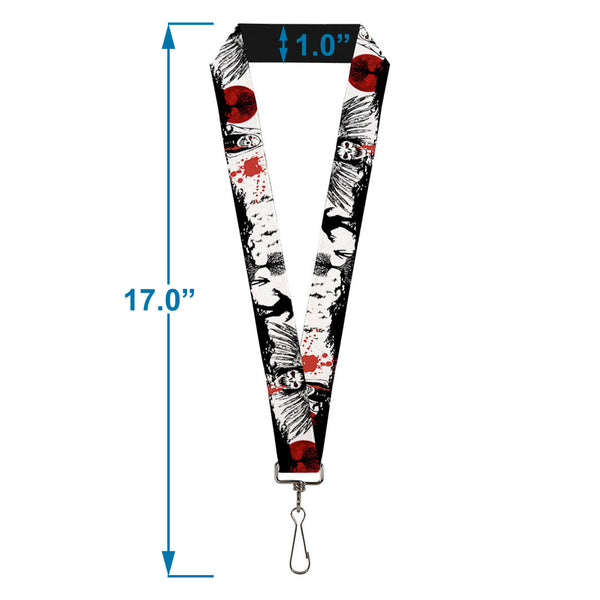 Buckle-Down Lanyard - 1.0" - Fright Night White Black Red