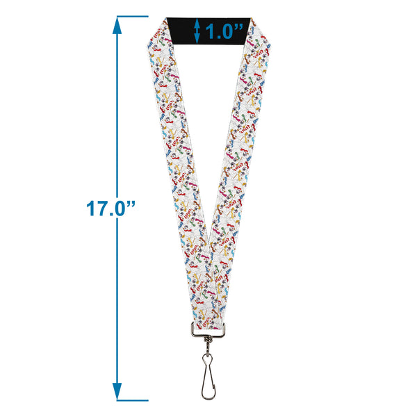 Buckle-Down Lanyard - 1.0" - Frosty The Snowman Pose Stacked White