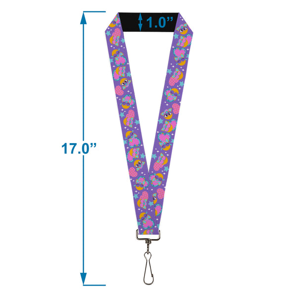 Buckle-Down Lanyard - 1.0" - Fuby Furbmojis And Icons Collage Purple/Blues/Pinks