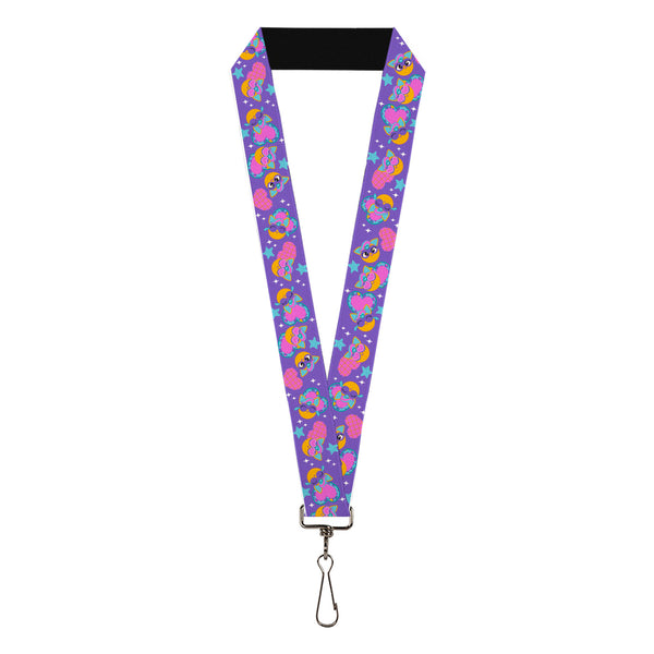 Buckle-Down Lanyard - 1.0" - Fuby Furbmojis and Icons Collage Purple/Blues/Pinks