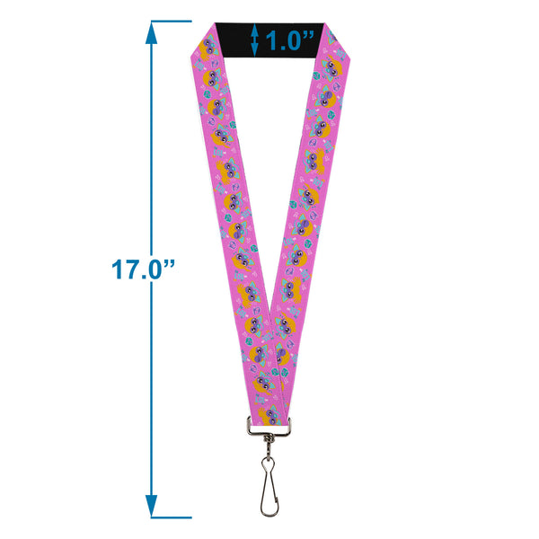 Buckle-Down Lanyard - 1.0" - Fuby Furbmojis LOL Icons Collage Pinks/Blues