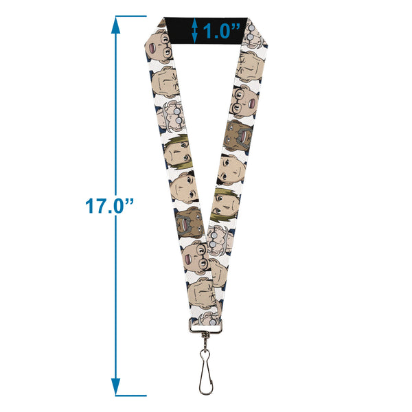 Buckle-Down Lanyard - 1.0" - Fullmetal Alchemist Brotherhood Central Forces Military Personnel Faces White