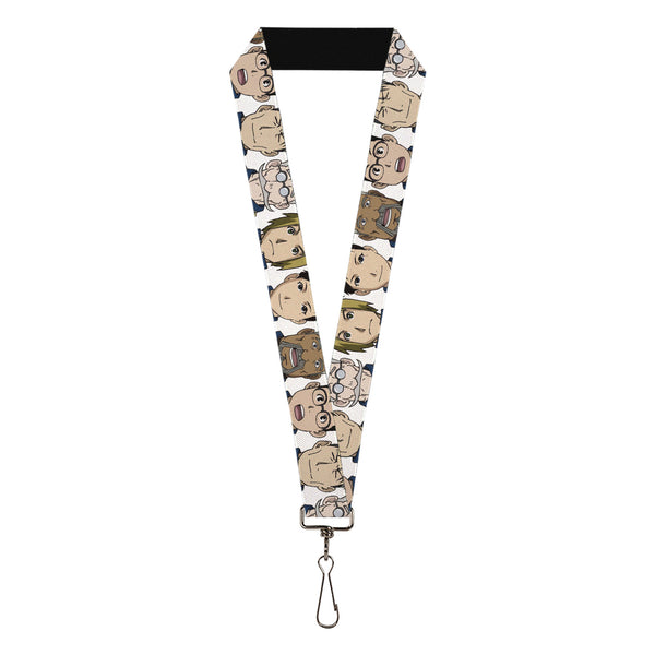 Buckle-Down Lanyard - 1.0" - Fullmetal Alchemist Brotherhood Central Forces Military Personnel Faces White