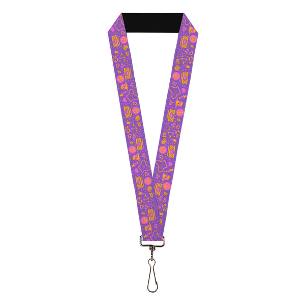 Buckle-Down Lanyard - 1.0" - Furby Icons Collage Purples/Orange/Pinks