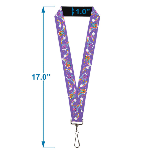 Buckle-Down Lanyard - 1.0" - Furby Orange And Purple Jumping Rainbow Slide Black/Multi Color