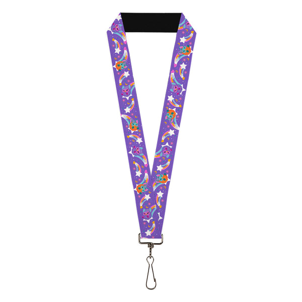 Buckle-Down Lanyard - 1.0" - Furby Orange and Purple Jumping Rainbow Slide Black/Multi Color