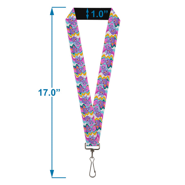 Buckle-Down Lanyard - 1.0" - Furby Purple Dancing Pose Collage Multi Color