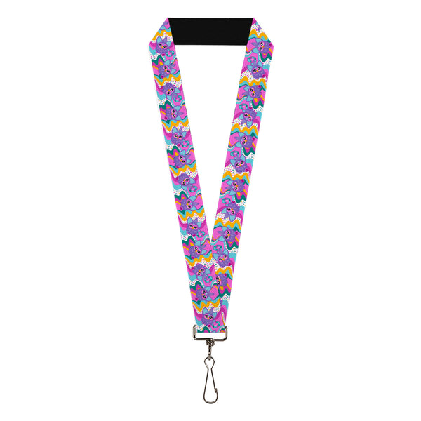 Buckle-Down Lanyard - 1.0" - Furby Purple Dancing Pose Collage Multi Color