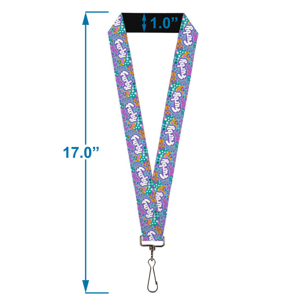 Buckle-Down Lanyard - 1.0" - FURBY Title Logo And Fur Prints Collage Multi Color/White